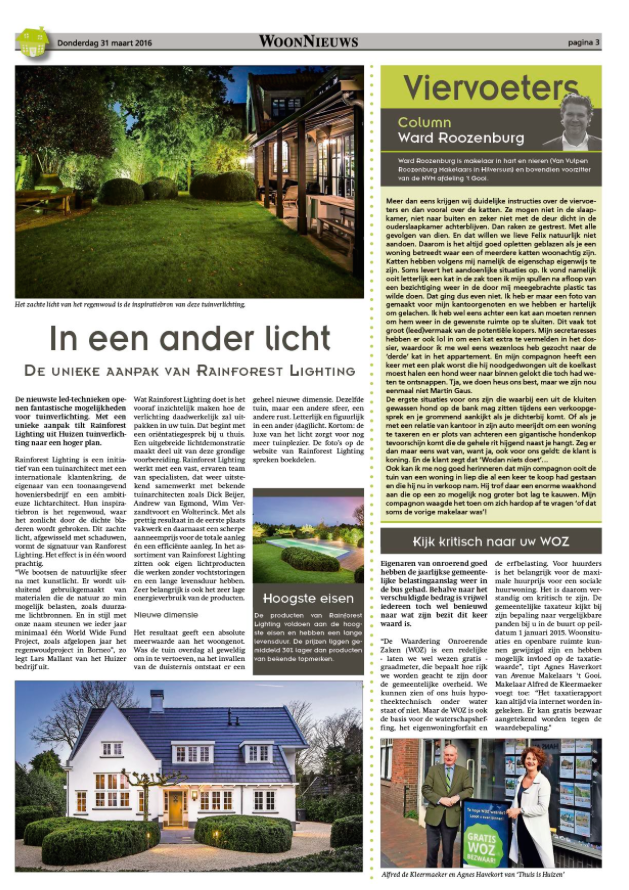 publicaties buitenverlichting tuinarchitectuur rainforestlighting tuinverlichting regenwoud