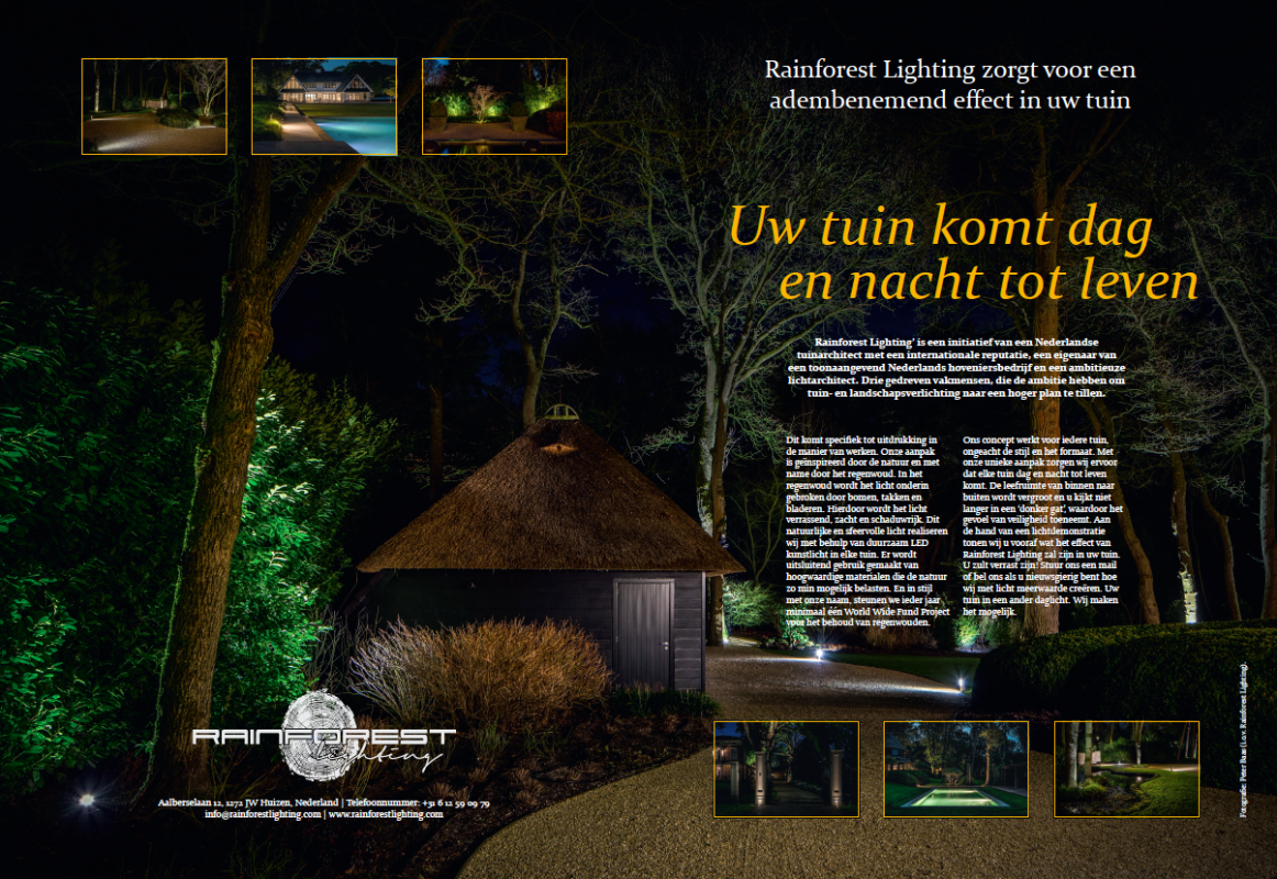 publicaties buitenverlichting tuinarchitectuur rainforestlighting tuinverlichting regenwoud