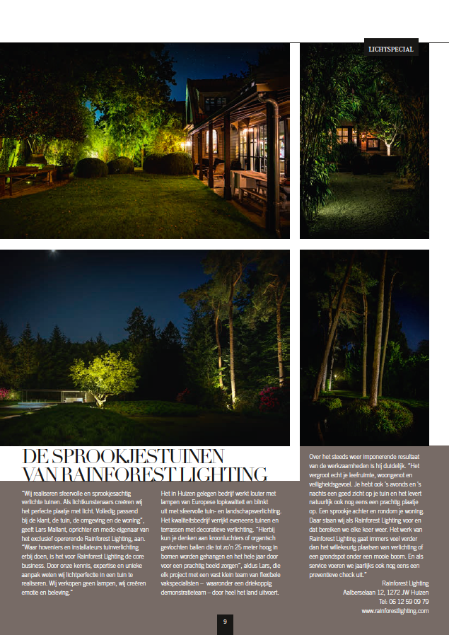 publicaties buitenverlichting tuinarchitectuur rainforestlighting tuinverlichting regenwoud