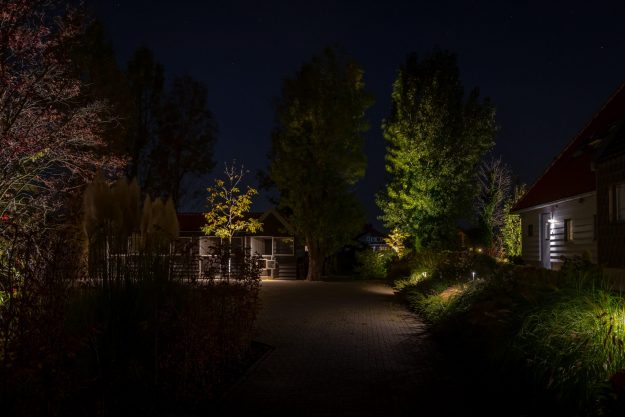 Sfeerverlichting geeft elke tuin in de avond extra allure. Dit is een mooi voorbeeld van hoe dit werkt. We zien een tuin die magisch verlicht wordt. Het effect van een tropisch regenwoud, maar dan gewoon in een tuin in Nederland. Het werk van lichtkunstenaar Lars Mallant.